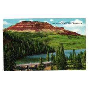 Beartooth Butte Outlet Bear Lake Wyoming Postcard Nature Color Vintage